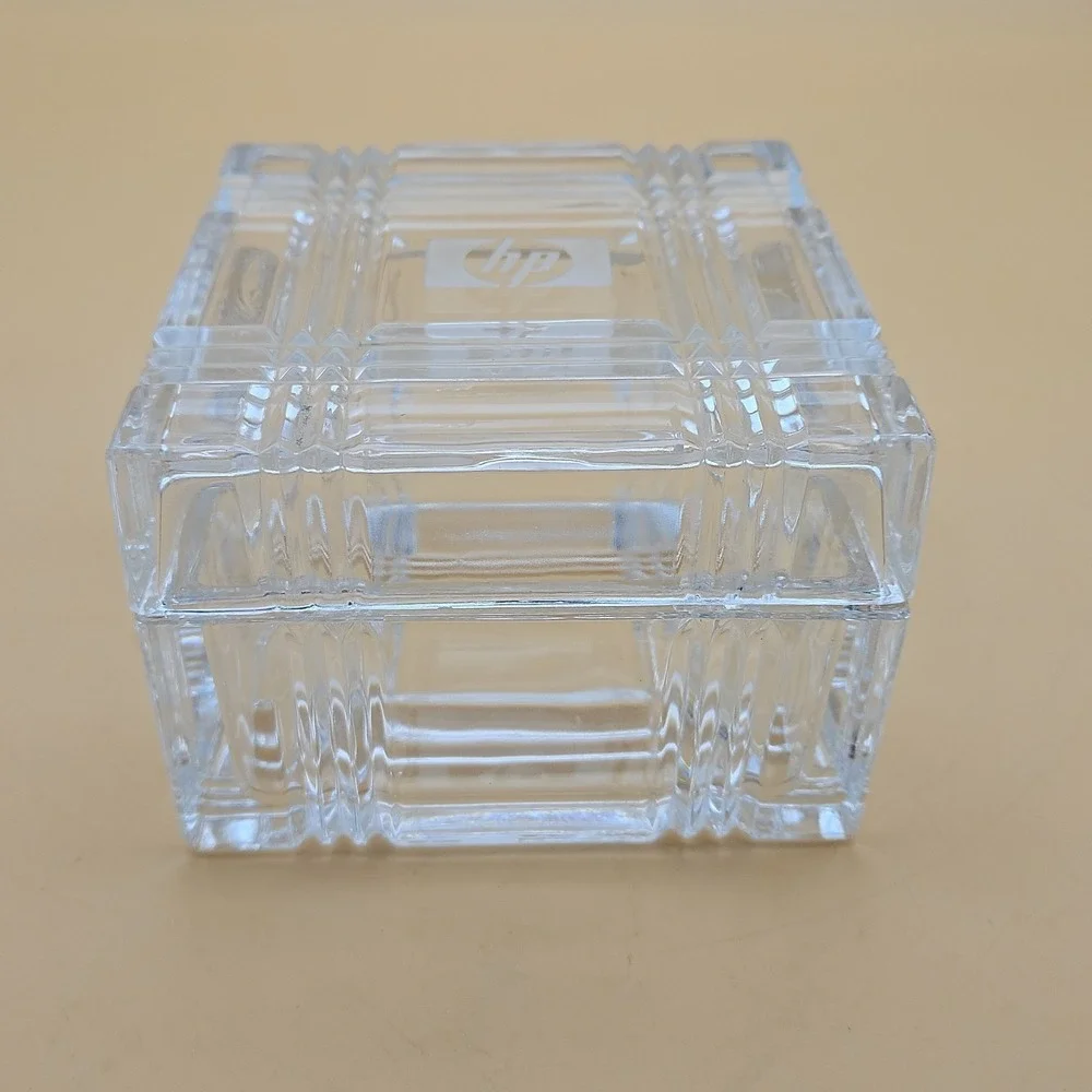 Vintage HP Hewlett Packard Glass Trinket Dish Employee Giveaway Box‎